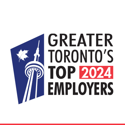 Greater Toronto's Top 100 Employers 2024 logo, with CNTower image