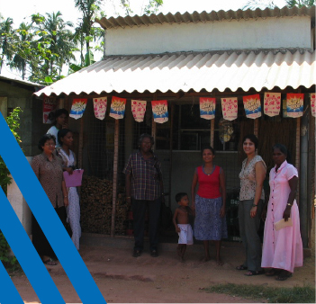 People standing together outside of a building