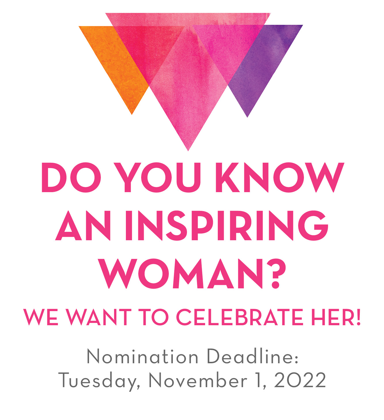 YWCA Toronto Women of Distinction. Text reads: Do you know an inspiring woman?